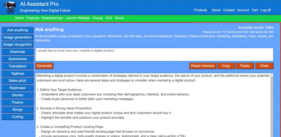 screenshot of AI Assistant Pro